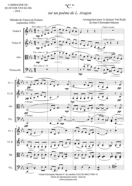 3 Mélodies de Poulenc arranged for string quartet (score and parts) --- C.
