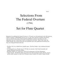 1794! Federal Overture for Flute Quartet Sheet Music by Benjamin Carr