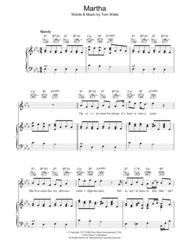 Martha Sheet Music by Tom Waits