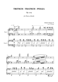 J. Strauss II - Tritsch-Tratsch-Polka Op.214 - piano 4 hands Sheet Music by J. Strauss II