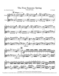 The Four Seasons (Spring) Violin & Viola Duet Sheet Music by A Vivaldi