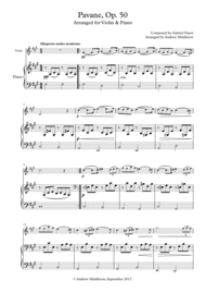 Pavane Op. 50 for Violin and Piano Sheet Music by Gabriel Faure