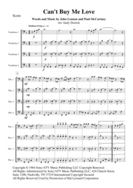 Can't Buy Me Love for trombone quartet Sheet Music by The Beatles