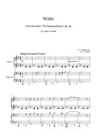 Tchaikovsky - VALTZ from the ballet ''The Sleeping Beauty'' for piano 4 hands Sheet Music by P. I. Tchaikovsky