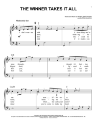 The Winner Takes It All Sheet Music by Bjorn Ulvaeus