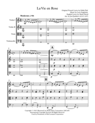 La Vie En Rose (for String Quartet) Sheet Music by Edith Piaf