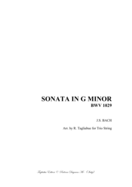 SONATA IN G MINOR  - BWV 1029 -  Arr. for Trio String - With Parts Sheet Music by Johann Sebastian Bach