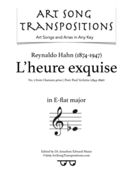 L'heure exquise (transposed to E-flat major) Sheet Music by Reynaldo Hahn