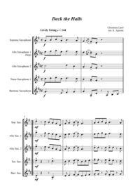 Jazz Carols Collection for Saxophone Quartet - Set Three: Deck the Halls; Good King Wenceslas and Joy to the World. Sheet Music by Christmas Carol