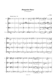 Hungarian Dance - in a Jazz Style - for String Quartet Sheet Music by Johannes Brahms