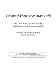 Oceans (Where Feet May Fail) - Hillsong - String Quartet Sheet Music by Hillsong United