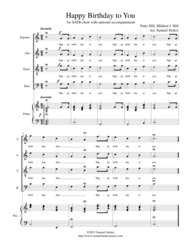Happy Birthday to You - for SATB choir Sheet Music by Patty Hill