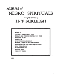 Album of Negro Spirituals Sheet Music by Harry T. Burleigh