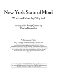 New York State Of Mind - String Quartet Sheet Music by Billy Joel
