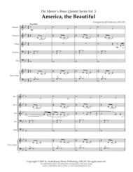 America the Beautiful for Brass Quintet Sheet Music by public domain