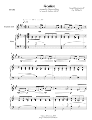 Rachmaninoff: Vocalise for Clarinet & Piano Sheet Music by Sergei Rachmaninoff