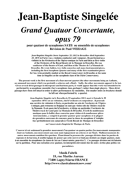 Jean-Baptiste Singelée: Grand Quatuor Concertante