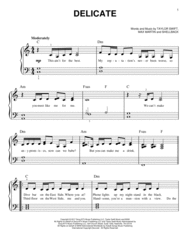 Delicate Sheet Music by Taylor Swift