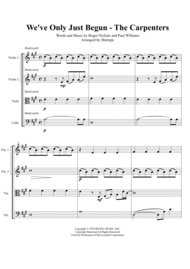 We've Only Just Begun - The Carpenters (arranged for String Quartet) Sheet Music by The Carpenters