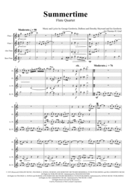 Summertime - Gershwin - 11/8 - Flute Quartet Sheet Music by George Gershwin