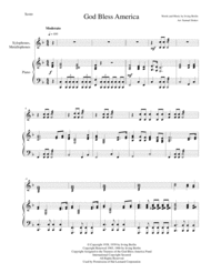 God Bless America - for xylophone/metallophone ensemble with piano Sheet Music by Irving Berlin