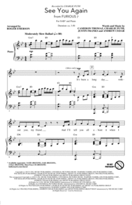See You Again (feat. Charlie Puth) (arr. Roger Emerson) Sheet Music by Charlie Puth