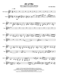 All of Me - John Legend & Lindsey Stirling Version (Clarinet & Violin) Sheet Music by John Legend