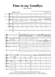 Time to say goodbye - Bocelli/Brightman - Brass Quintet Sheet Music by Sarah Brightman with Andrea Bocelli