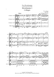 Mozart: Divertimento No.1 (Complete) from "Five divertimenti for 3 basset horns" KV439 - clarinet trio (opt. bass clt.) Sheet Music by Wolfgang Amadeus Mozart