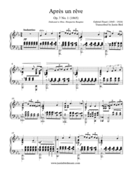 Apres un reve - Faure - Transcribed for Solo Piano Sheet Music by Gabriel Faure