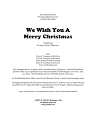 We Wish You A Merry Christmas for Brass or Woodwind Quintet or Mixed Ensemble Sheet Music by Traditional