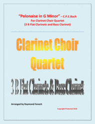 Polonaise in G Minor - Clarinet Choir Quartet (3 B Flat Clarinets and Bass Clarinet) Sheet Music by Carl Philipp Emanuel Bach