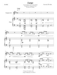 Dvorák: Largo from the New World Symphony for Trumpet & Piano Sheet Music by Antonin Dvorak