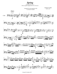 Vivaldi - The Four Seasons: Spring for Solo Cello Sheet Music by Antonio Vivaldi