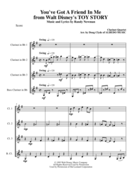 You've Got A Friend In Me from Walt Disney's TOY STORY for Clarinet Quartet Sheet Music by Randy Newman