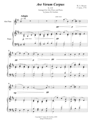 Mozart: Ave Verum Corpus for Alto Flute & Piano Sheet Music by Wolfgang Amadeus Mozart