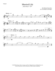 Married Life ("UP" Theme) String Quartet Sheet Music by Michael Giacchino