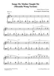Songs my Mother Taught Me - Easy Piano Solo Sheet Music by Antonin Dvorak