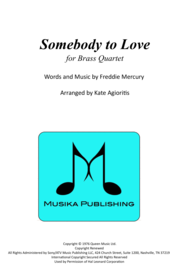 Somebody to Love - for Brass Quartet Sheet Music by Queen
