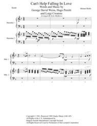Can't Help Falling In Love (Marimba Duet) arr. Kyle Matthews Sheet Music by Michael Buble