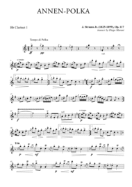 Annen-Polka for Clarinet Quartet Sheet Music by J. Strauss II