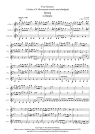Vivaldi: The Four Seasons (Le quattro stagioni): A Suite of 4 Movements (easier and abridged) - flute trio Sheet Music by Antonio Vivaldi