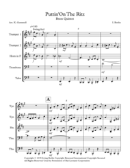 Puttin' On The Ritz: Brass Quintet Sheet Music by Irving Berlin