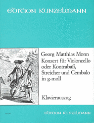 Konzert fur Violoncello oder Kontrabass (Concerto for Cello or Bass) in G Minor Sheet Music by Georg Matthias Monn