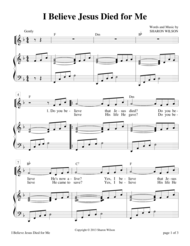 I Believe Jesus Died for Me (Unison Choir) Sheet Music by Sharon Wilson