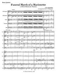 Funeral March of a Marionette for Brass Quintet (Alfred Hitchcock Theme) Sheet Music by Charles Francois Gounod
