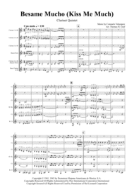 Besame Mucho ( Kiss me a lot ) - World famous Rumba - Clarinet Quintet Sheet Music by Andrea Bocelli
