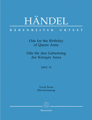Ode for the Birthday of Queen Anne HWV 74 'Friedensode' Sheet Music by George Frideric Handel