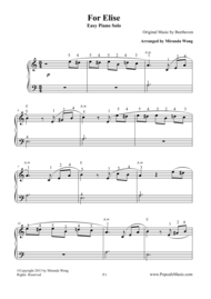 For Elise - Easy Piano Version (With Fingerings) Sheet Music by Ludwig van Beethoven