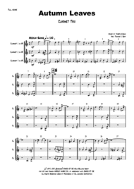 Autumn Leaves - Jazz Classic - Les feuilles mortes - Clarinet Trio Sheet Music by Joseph Kosma